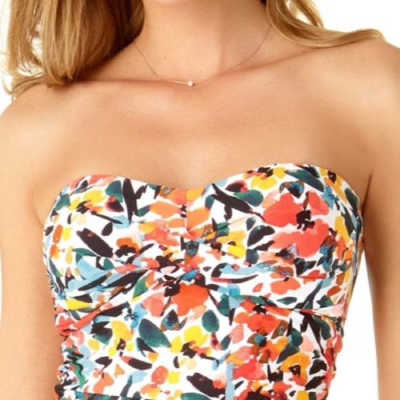 ANNE Cole Twist Front Bandeau Tankini Swimsuit Top - Picture 6 of 10